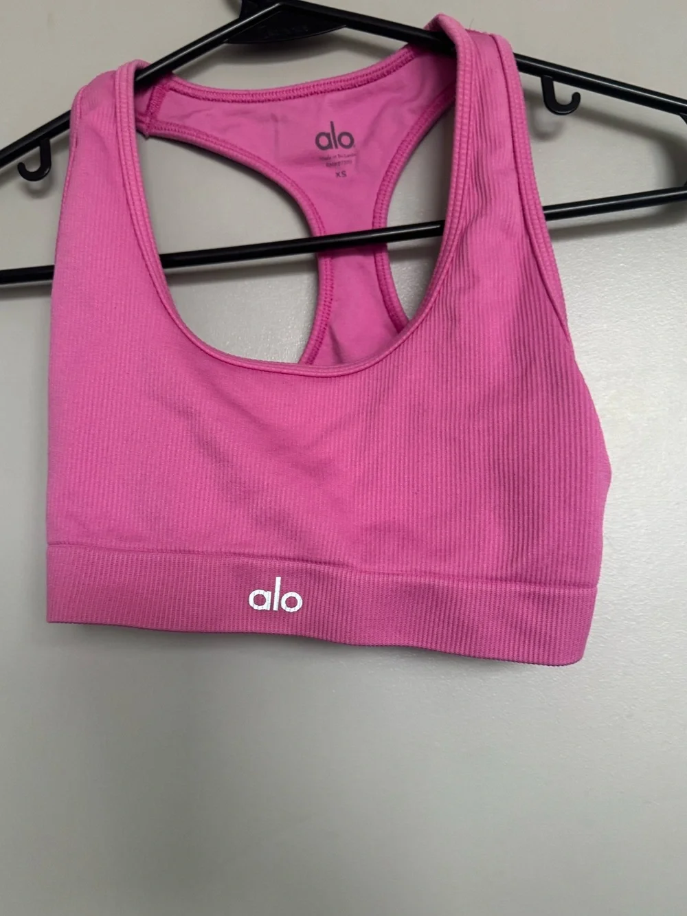 Alo Yoga Seamless Ribbed Favorite Bra in Paradise Pink XS